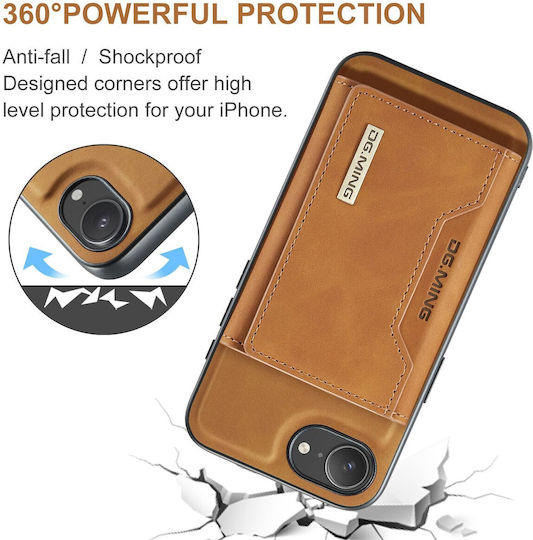 DG.MING Wallet Δερματίνης / Tempered Glass Καφέ (iPhone 17e / 16e)
