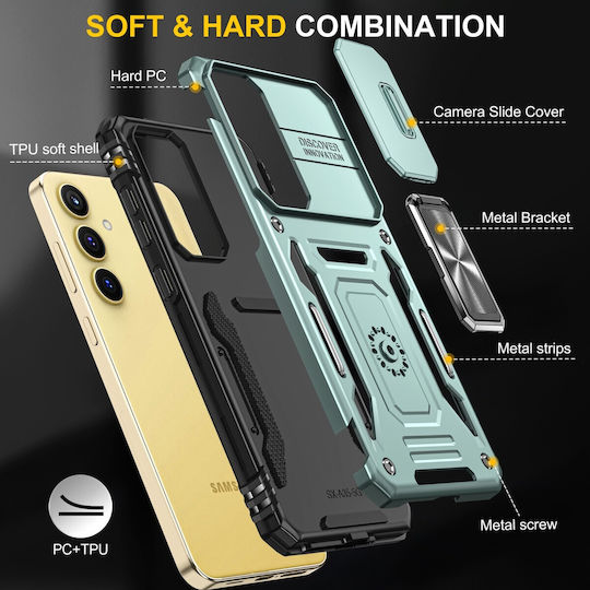 Forcell Back Cover Plastic / Tempered Glass Green (Galaxy A35Oppo A55 5G)