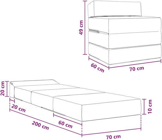 Πολυθρόνα Κρεβάτι Βελούδινη Ροζ 200x70x49cm