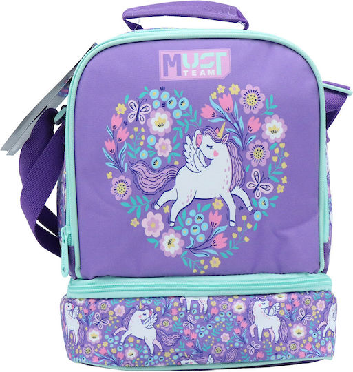Must Team School Insulated Snack Bag 7L Purple Unicorns 22x16x28cm