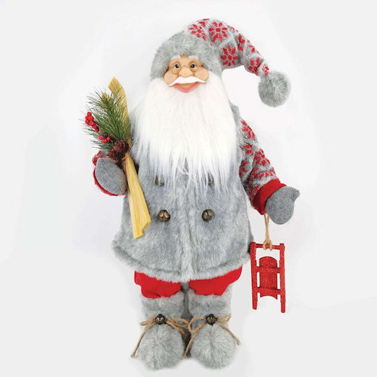 Dekorativer Weihnachtsmann Gray aus Stoff 45cm Saint Nicholas