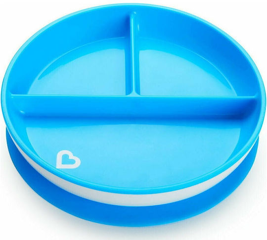 Munchkin Children's Stay Put Suction Food Plate Made of Blue Plastic