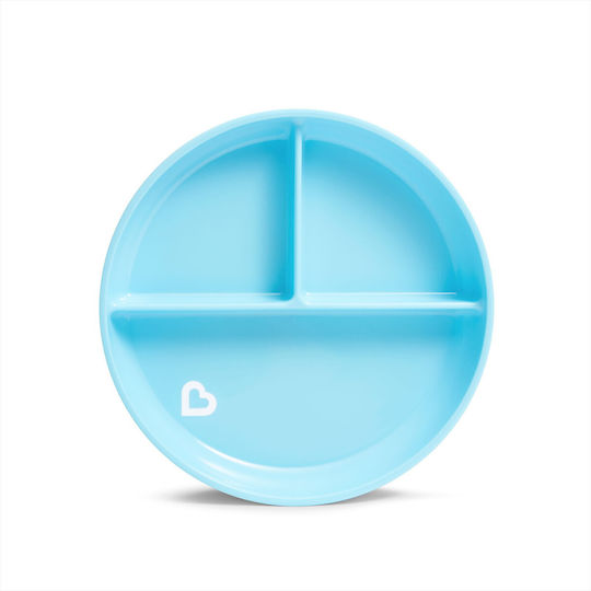 Munchkin Children's Stay Put Suction Food Plate Made of Blue Plastic