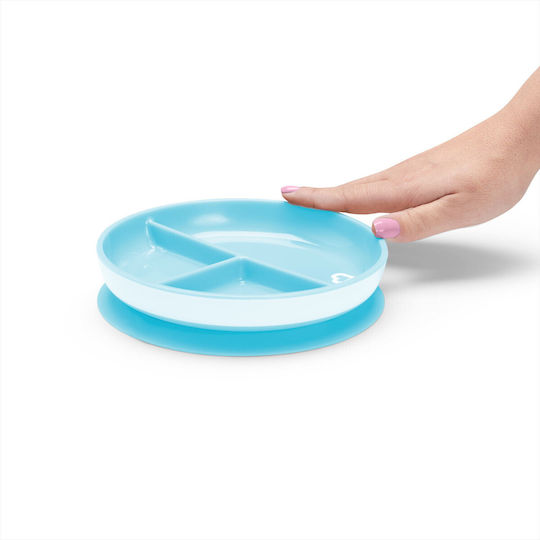 Munchkin Children's Stay Put Suction Food Plate Made of Blue Plastic