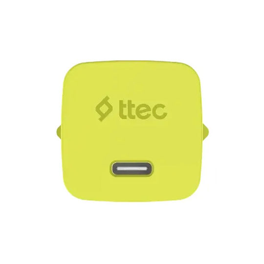 TTEC Φορτιστής GaN με Θύρα USB-C και Καλώδιο USB-C - USB-C 45W Power Delivery Neon Yellow (SmartCharger)