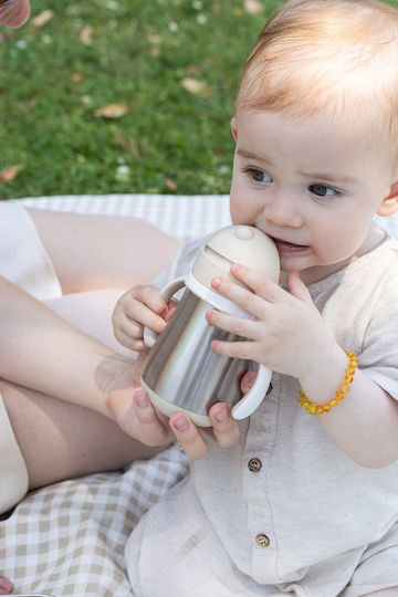 Beaba Toddler Cup with Handles and Straw Metal Beige 250ml for 36m+