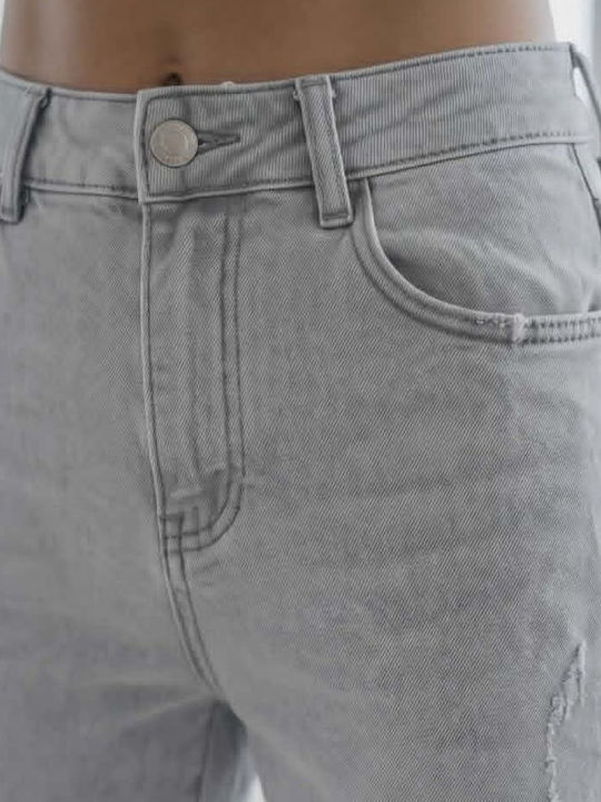 Ψηλόμεσο Γυναικείο Jean Παντελόνι σε Mom Εφαρμογή Γκρι