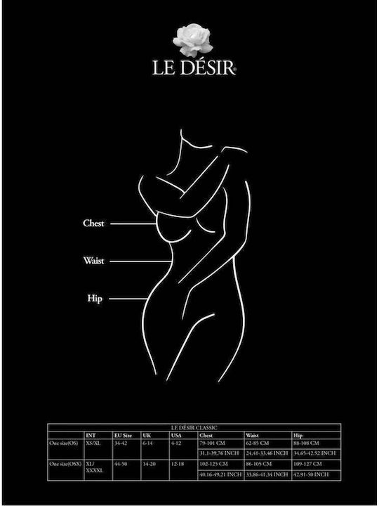 Le Désir Plus Size Ολόσωμο Καλσόν Διχτυωτό με Ανοιχτό Καβάλο Μαύρο
