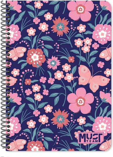 Must Team Spiral School Notebooks Ruled A4 120 Paper Sheets 4 Subjects Vibes 4 Pieces