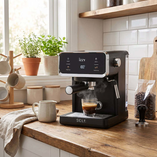 Izzy IZ-6017 Automatic Espresso Machine 1000W Pressure 20bar Black