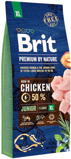 Brit Premium by Nature Junior XL 15kg Hrană Uscată fără Gluten pentru Căţei de Rase Mari cu Pui