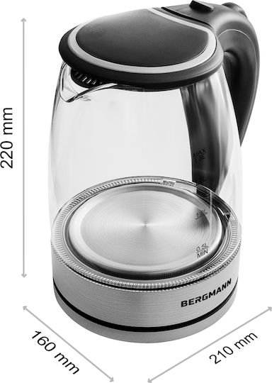 Bergmann Βραστήρας 1.8lt 2200W Μαύρος