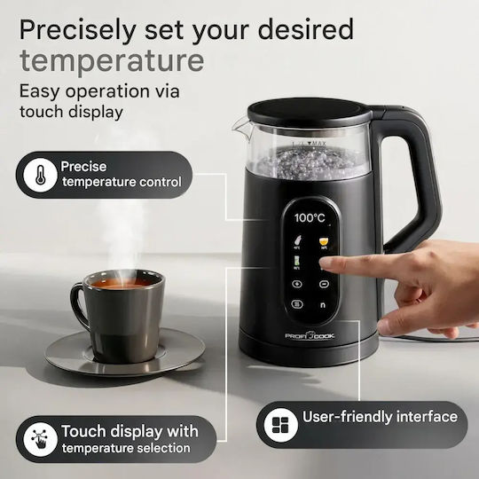 Profi Cook Fierbător de Apă 1.7l 2200W Negru