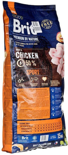 Brit Premium by Nature Sport 15kg Dry Food for Adult Dogs with Chicken and Vegetables