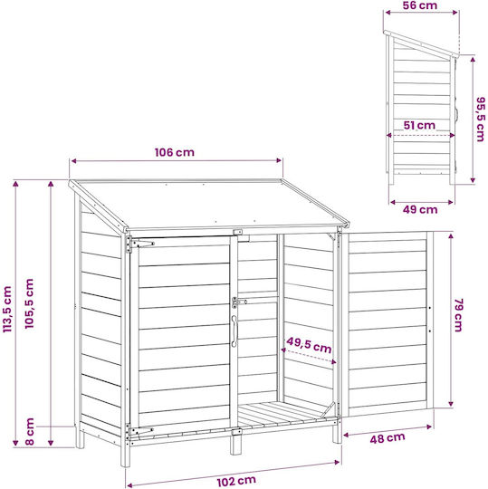 Wooden Garden Shed M1.065xW0.56xH1.135m