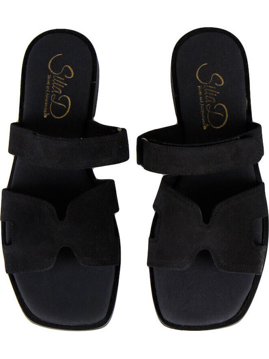 Leather Women's Flat Sandals Black