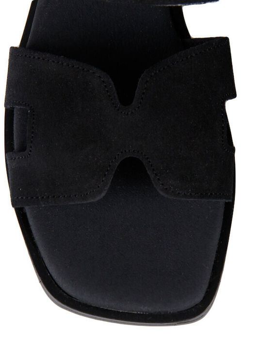 Leather Women's Flat Sandals Black