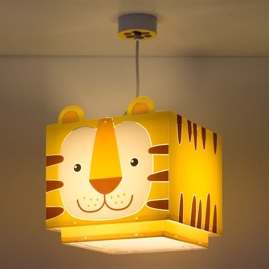 Ango Little Tiger Single-Light Kids Ceiling Light from Plastic 23W with E27 Base Orange 24x24cm
