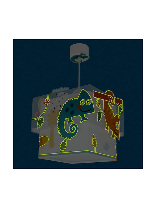 Ango Happy Jungle Single-Light Kids Ceiling Light Hanging Made of Plastic 15W with E27 Base Light Blue 24x24cm