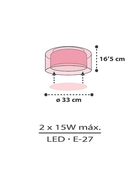 Ango Single-Light Kids Ceiling Mount Light from Plastic with E27 Socket Pink