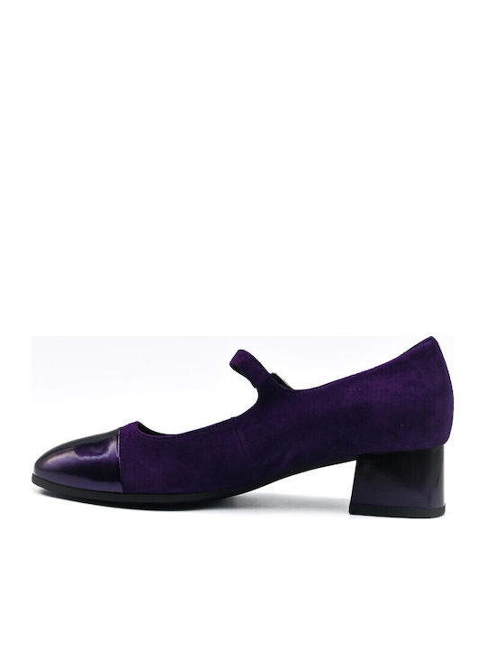 Leder Spitze Zehe Pumps Lila