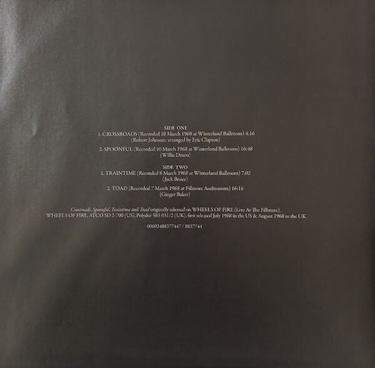 Cream 2 Wheels Fire Live At Fillmore & Winterland Vinyl