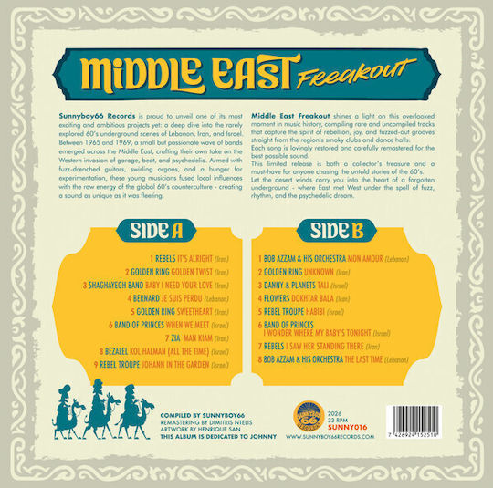 Various Middle East Freakout Garage-beat-pop & Psychedelia Underground 1965-1969 Vinyl