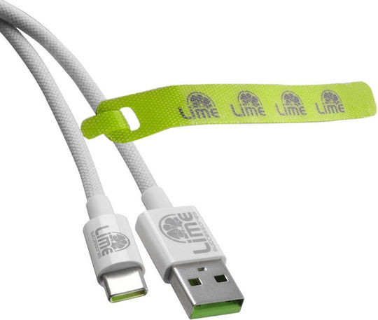 Lime Braided USB 2.0 Cable USB-C male - USB-A 120W Πράσινο 1m
