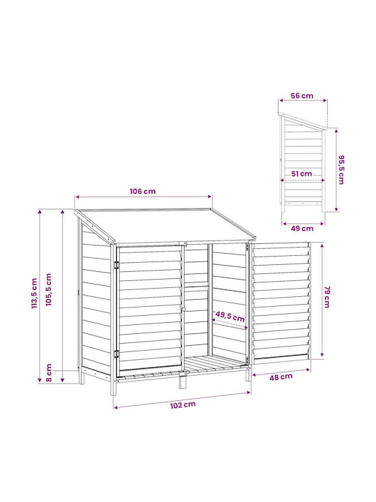 Wooden Garden Shed M1.06xW0.56xH1.135m