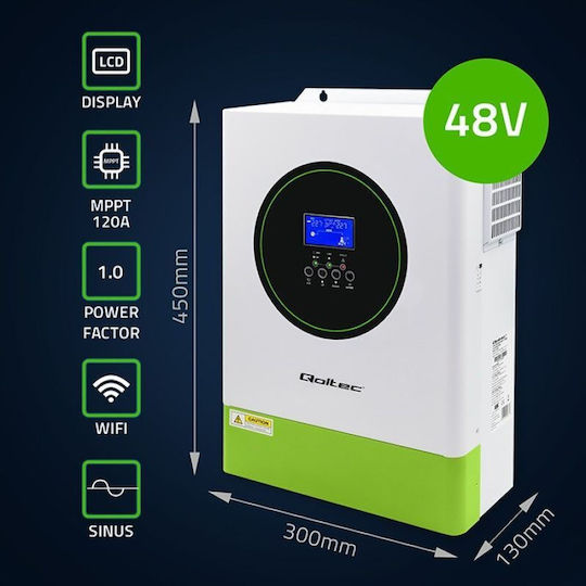 Qoltec Hybrid Off-Grid Inverter Power 6200W with Nominal Input Voltage 48V 53861
