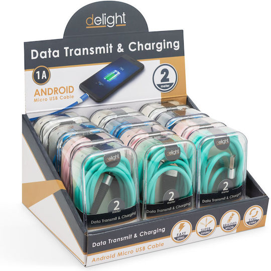 Microusb Cable 2m Silicone Charging Data Transfer 2a Compatible Android Cameras Mp3