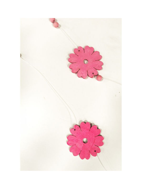 Wooden Pink Flower Garland 90cm