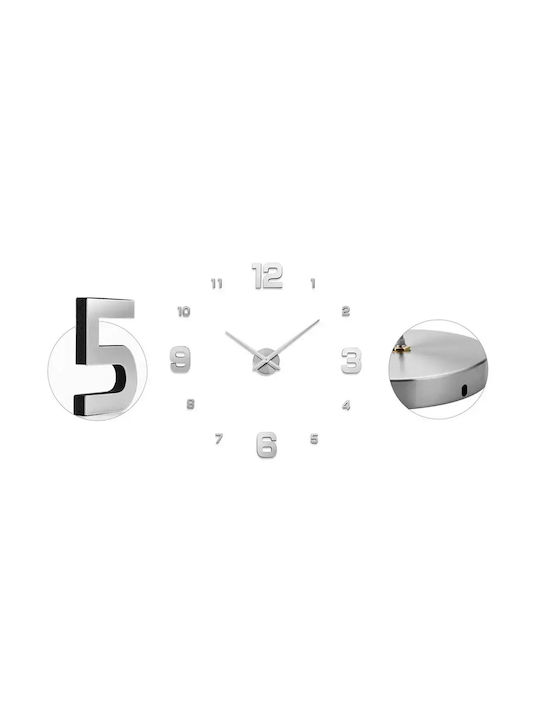 Aufkleber Wanduhr 3d Xxl 130cm Silber Moderne Eindrucksvolle Dekoration