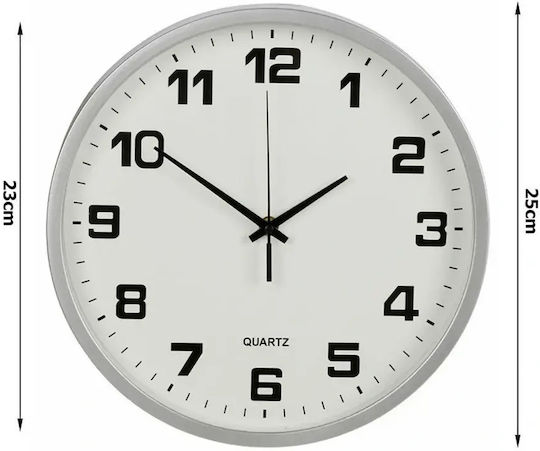 Analoge Wanduhr 25cm Leiser Quarzmechanismus Silber Weißes Zifferblatt