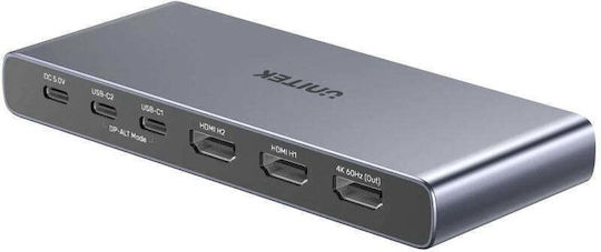 Comutator Unitek 4k Hdmi/usb-c 4 1 Ieșire