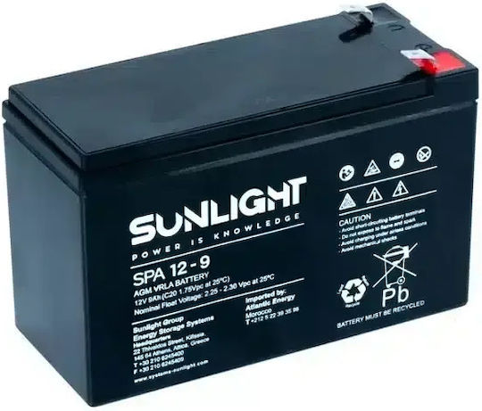 SunLight SP 12-9A Батерия UPS с Капацитет 9Ах и Напрежение 12V 1бр