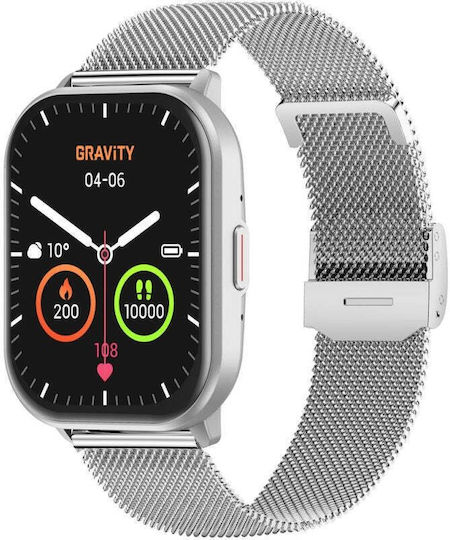 Gravity GT43-2 47mm Smartwatch με Παλμογράφο (Gray/Silver)