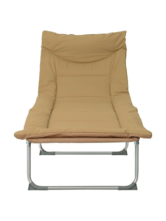 Șezlong Plastic Cu Pernă Bej 2 Buc 191x65x37 cm