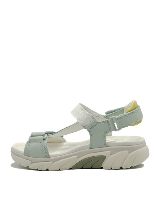 Leder Flache Damen Sandalen Hellblau