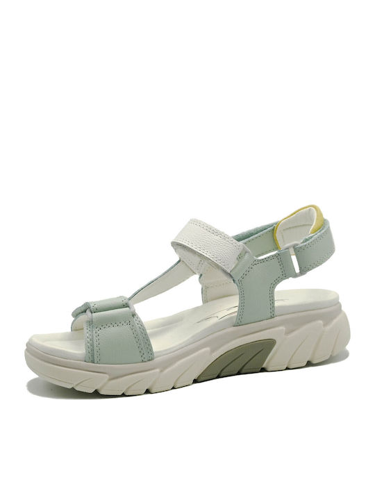 Leder Flache Damen Sandalen Hellblau