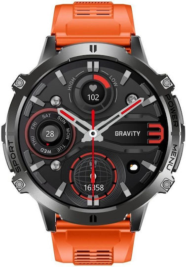 Gravity GT42-5 Неръждаема Стомана 53мм Смарт Часовник с Пулсомер Черен