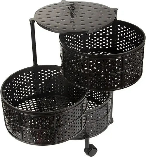 Verk Group Kitchen Cart Metallic 3 Tiers Black 34x34x55cm