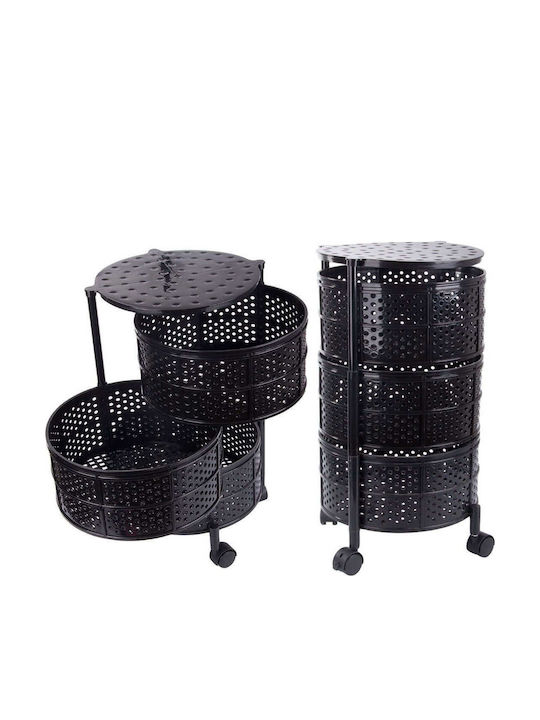Verk Group Kitchen Cart Metallic 3 Tiers Black 34x34x55cm