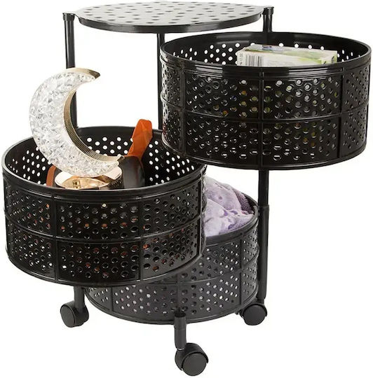 Verk Group Kitchen Cart Metallic 3 Tiers Black 34x34x55cm