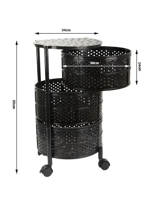 Verk Group Kitchen Cart Metallic 3 Tiers Black 34x34x55cm
