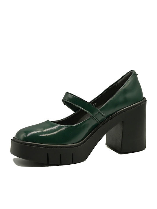 Leder Pumps mit Riemchen & Hochhackigen Khaki