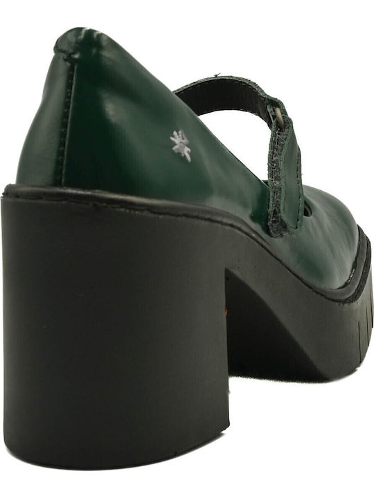 Leder Pumps mit Riemchen & Hochhackigen Khaki