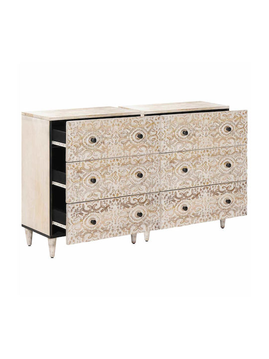Μπουφές Ξύλινος με Συρτάρια Λευκό 120x33x75cm