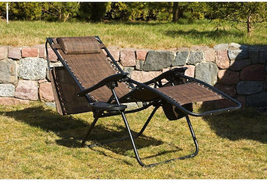 Saska Garden Center Lounger-Armchair Beach with Recline Multiple Slots Brown Waterproof 175x65x110cm