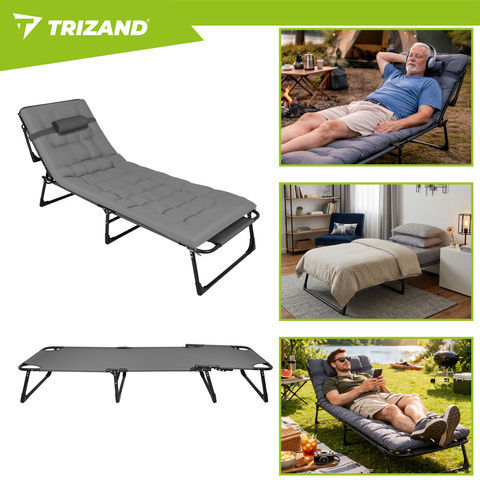 Trizand Ξαπλώστρα-Πολυθρόνα Παραλίας Μπεζ 192x68x28εκ.